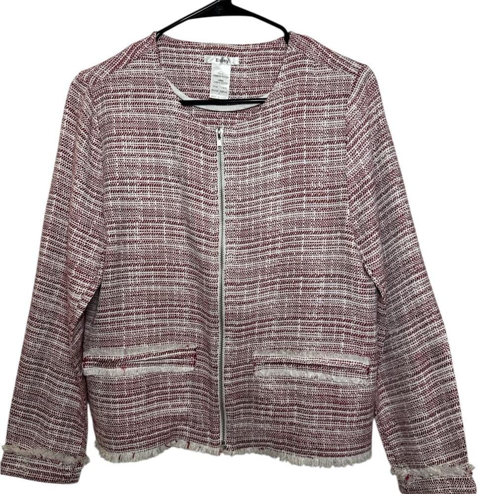 Esley Red and White Tweed Women's Blazer Size‎ Small